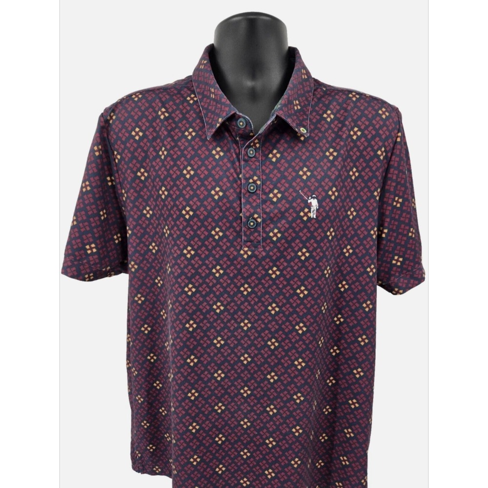 William Murray Polo Men's XL Multi Geometric Print Performance Golf Preppy